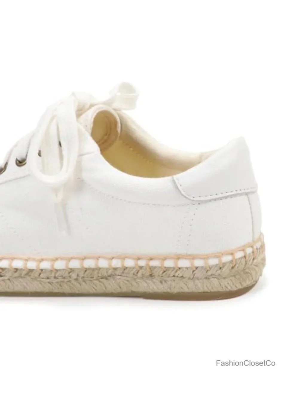 Women's Canvas Espadrilles Lace-Up Flats Jute Platform Sole